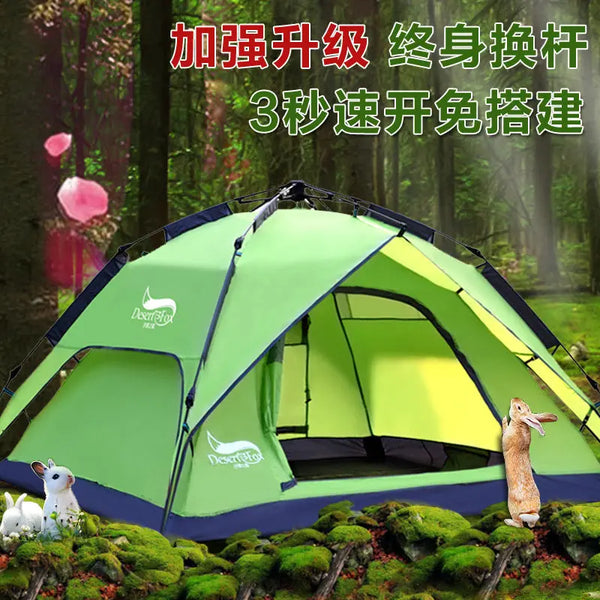 Desert Fox outdoor camping tent 3-4 people fully automatic tent double rainproof multi-person camping tent EcoCampers