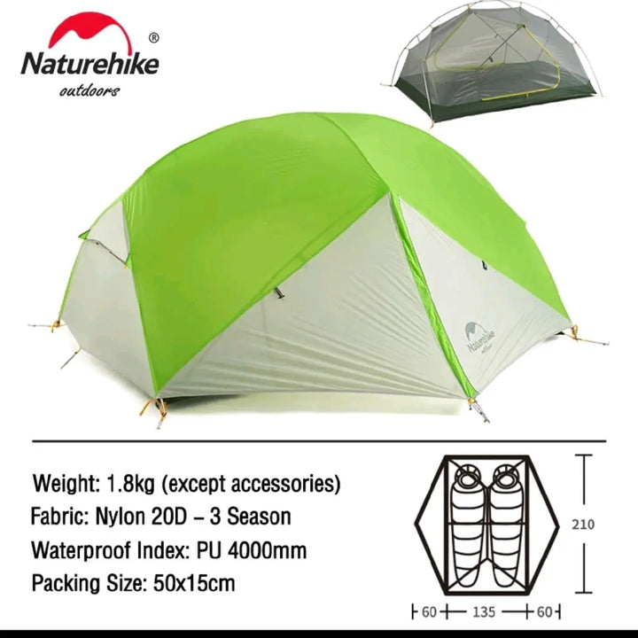 Naturehike Mongar 2 Tent 2 Person Backpacking and Desert Fox Outdoor Camping Tent 3-4 People Fully Automatic EcoCampers