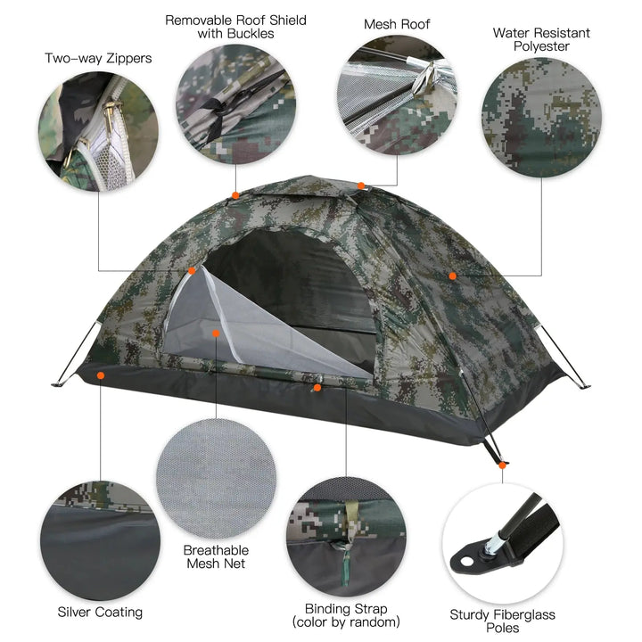 Tomshoo 1/2 Person Ultralight Camping Tent Single Layer Portable Hiking Tent Anti-UV Coating UPF 30+ for Outdoor Beach Fishing EcoCampers