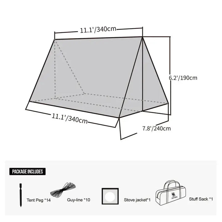 OneTigris ROCDOMUS Hammock Awning & Hot Tent Wood Burning Stove Compatible Waterproof Outdoor Tarp Canopy/Rain Fly Camping Cover EcoCampers