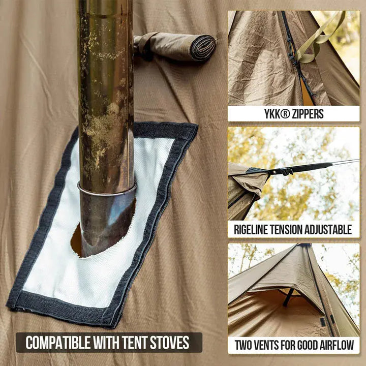 OneTigris ROCDOMUS Hammock Awning & Hot Tent Wood Burning Stove Compatible Waterproof Outdoor Tarp Canopy/Rain Fly Camping Cover EcoCampers