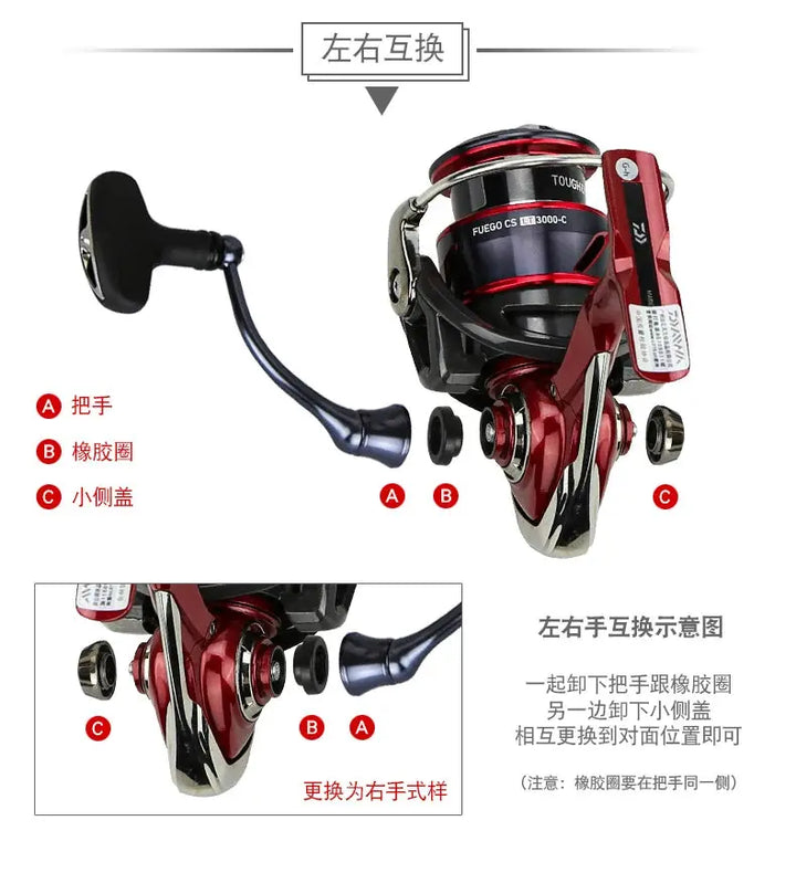 2021 NEW Daiwa Fuego CS LT Spinning Fishing Reel  Baitcasting Reel 6+1BB Max Drag 12KG Spinning Wheel EcoCampers