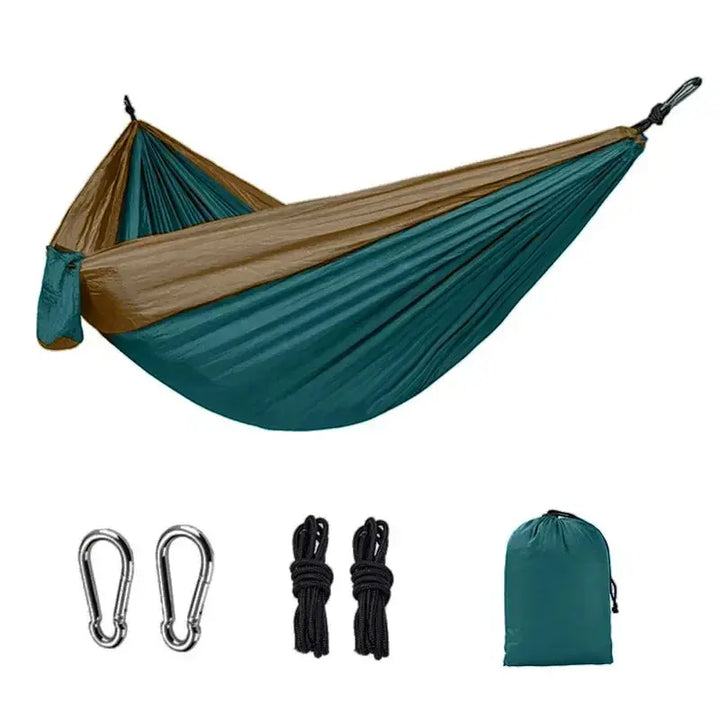 Outdoor Single Person Camping Hammock With Nylon Color Matching Hammock High Strength Parachute Fabric Portable Hanging Bed EcoCampers