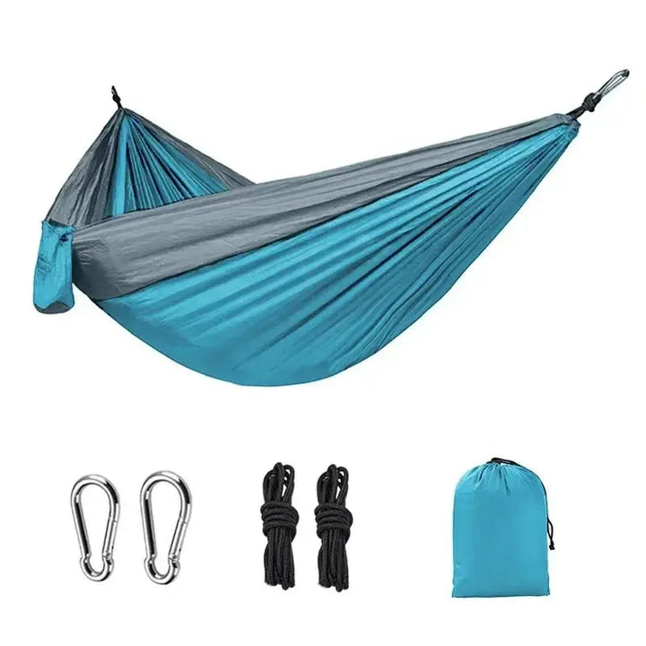 Outdoor Single Person Camping Hammock With Nylon Color Matching Hammock High Strength Parachute Fabric Portable Hanging Bed EcoCampers