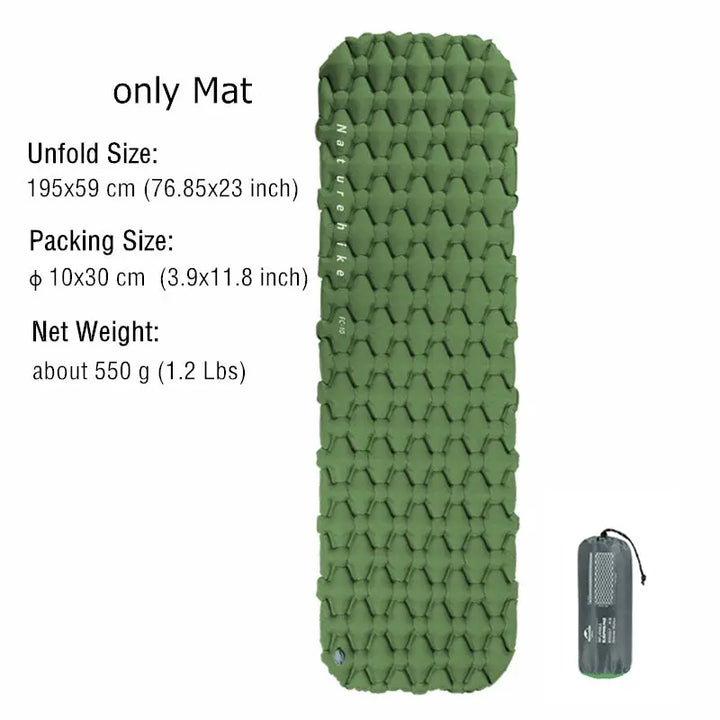 Naturehike Camping Air Mattress Ultralight Waterproof Nylon Inflatable Cushion Outdoor Portable Sleeping Bed Hiking Picnic Mats EcoCampers