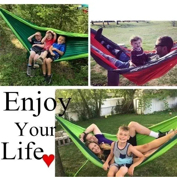 Outdoor Single Person Camping Hammock With Nylon Color Matching Hammock High Strength Parachute Fabric Portable Hanging Bed EcoCampers