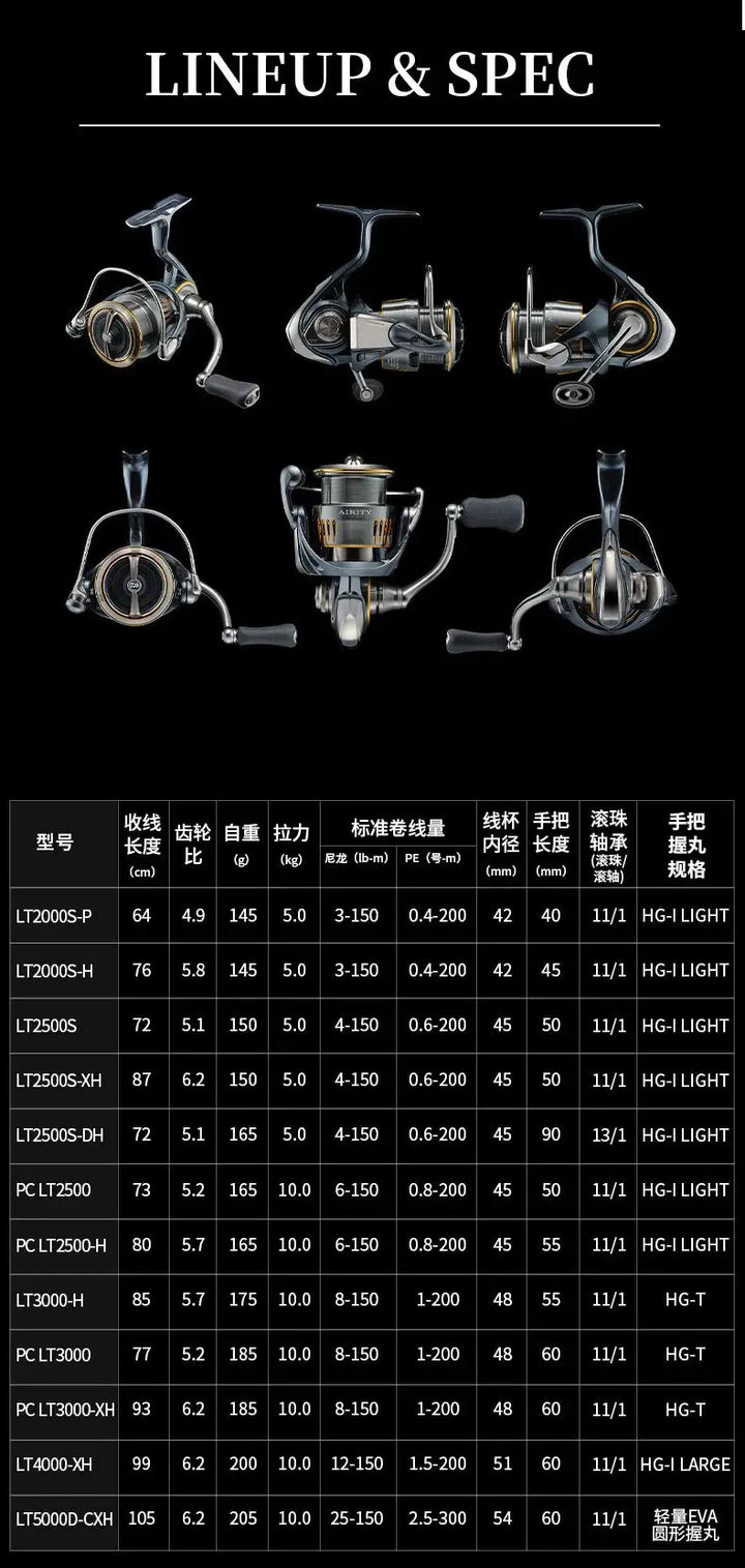 DAIWA 2023 NEW AIRITY LT Spinning Fishing Reel Max Drag 5-10kg 11+1BB Baitcasting Reel Seawater Reels EcoCampers