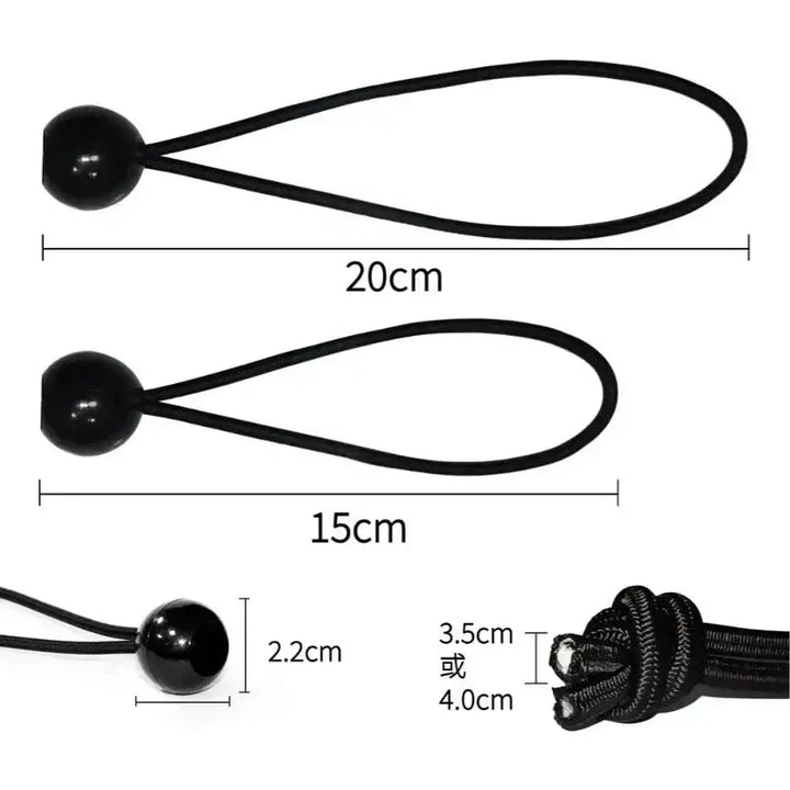 10pcs Bungee Ball Tarps Canvas Tarpaulin Flagpole Ties Cord Ends Elastic Rope Lace Fixed Boat Pole Camping Tent Accessories EcoCampers