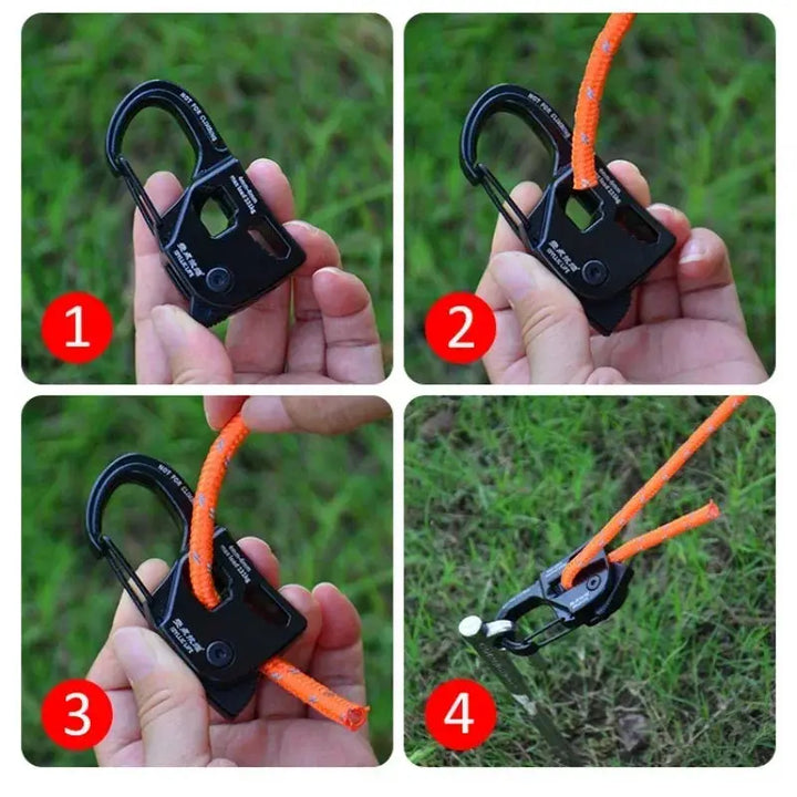 Tent Rope Tensioner Aluminum Alloy Rustproof Strong Load-bearing Lightweight Portable Tent Cord Adjuster Tent Accessories EcoCampers