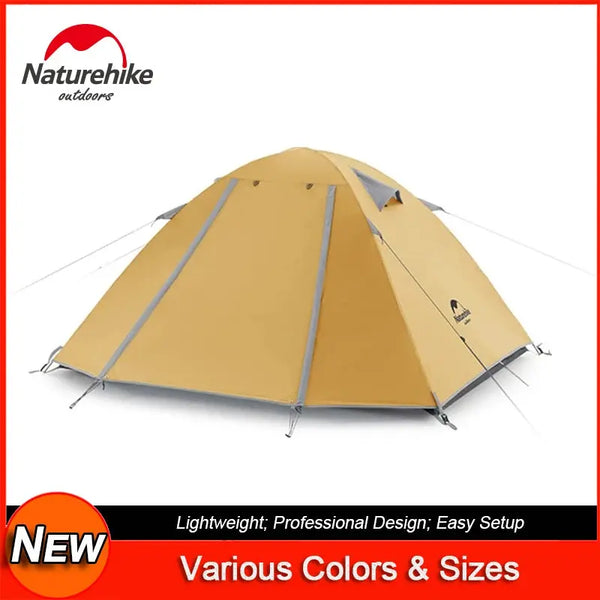 Naturehike-Outdoor Camping Tent, 2, 3, 4 Person, Double Layer Waterproof Tent for Backpacking, Hiking, Car Camping